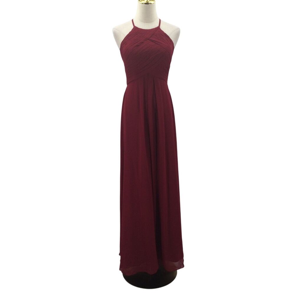 AW BRIDAL 2 XS red wedding guest bridesmaid halter party maxi dress NEW b21